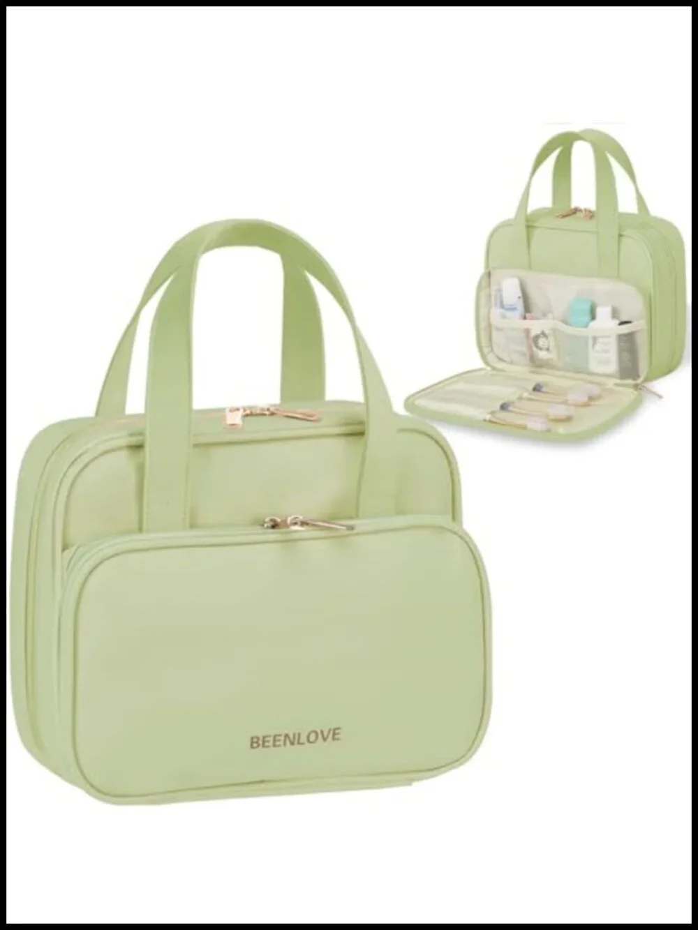 Travel Toiletry Bag Water-resistant PU Leather Multiple Compartments Large